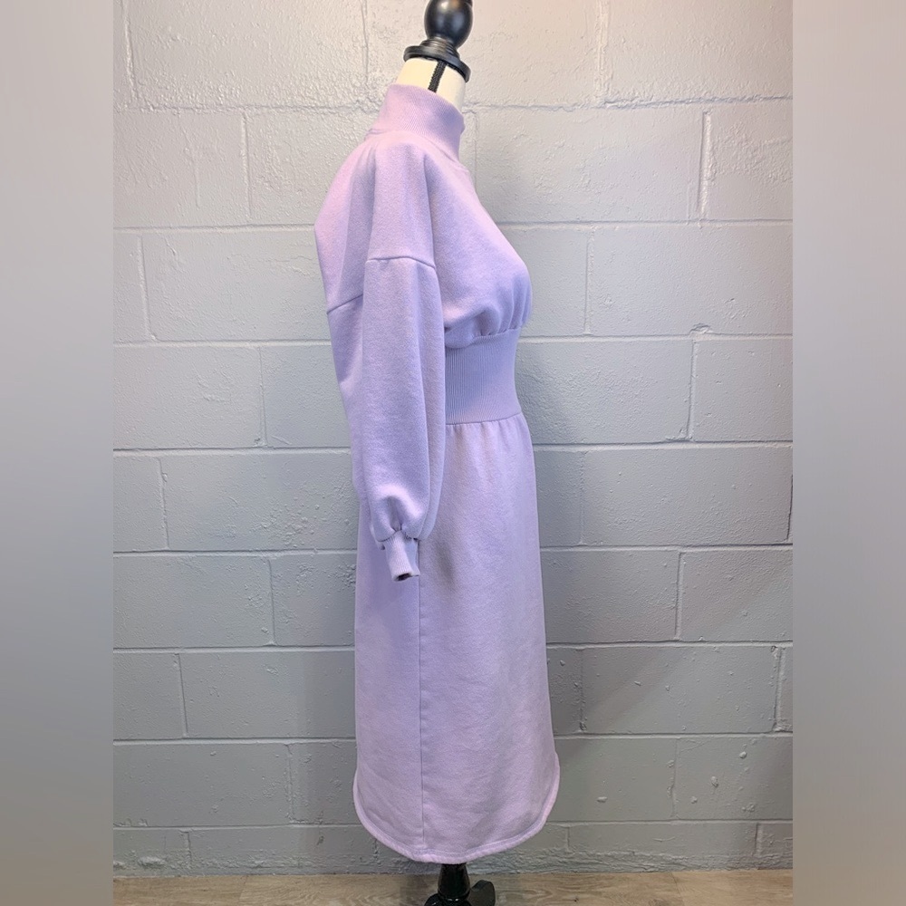 Zara Lavender/Lilac Plush Midi Cotton Dress Women's Size‎ Medium - Picture 6 of 7
